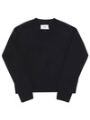 Crop Wool Cashmere Blend Knit Top Black - AMI - BALAAN 3