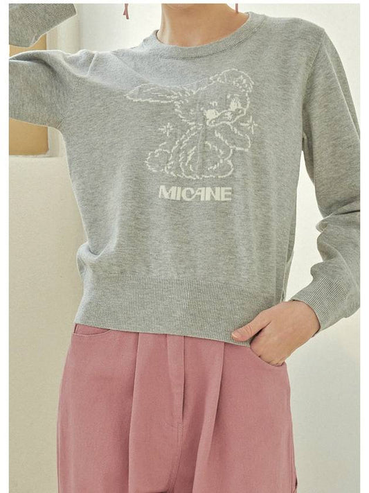 Bouncy rabbit wool round knit light gray - MICANE - BALAAN 2