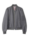 Men's 4 Bar Ribbed Knit Bomber Jacket Grey - THOM BROWNE - BALAAN 2