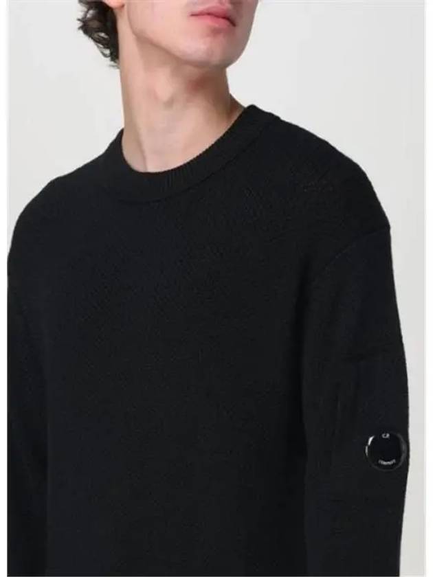 Re-Wool Lens Crewneck Knit Top Black - CP COMPANY - BALAAN 4