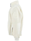 Embroidered Logo Furry Wool Zip-up Jacket Ivory - STONE ISLAND - BALAAN 3