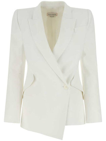 Women's Crepe Blazer Jacket White - ALEXANDER MCQUEEN - BALAAN 1