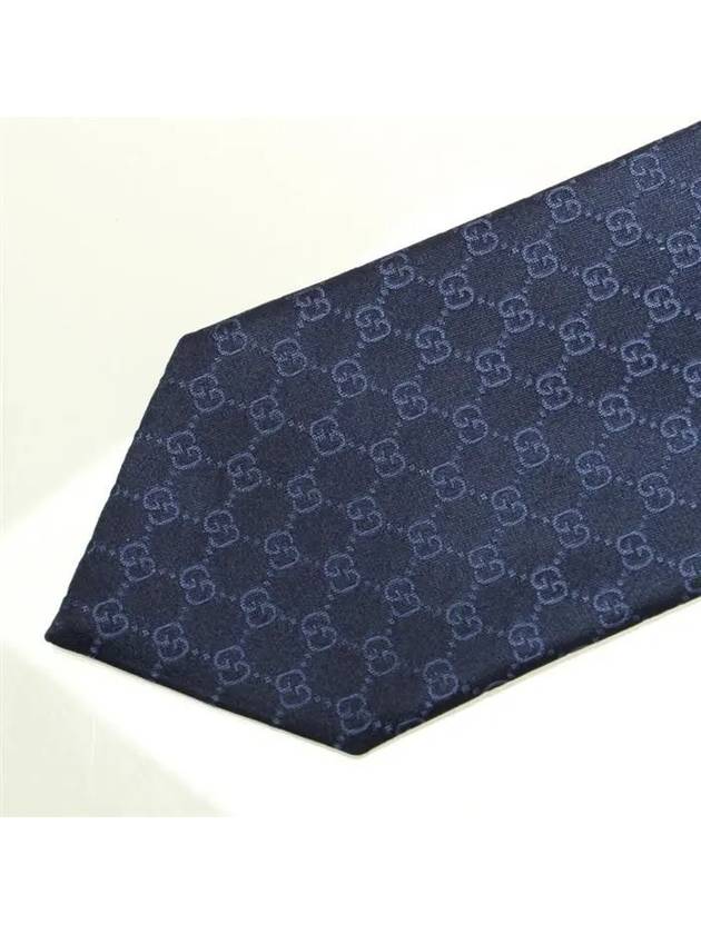 GG Pattern Silk Tie Navy - GUCCI - BALAAN 4