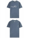 Half Logo Print Cotton Jersey Short Sleeve T-Shirt Blue - STONE ISLAND - BALAAN 6