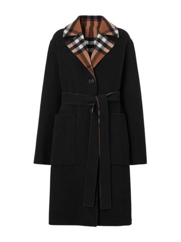 Reversible Check Wool Single Coat Black - BURBERRY - BALAAN 9