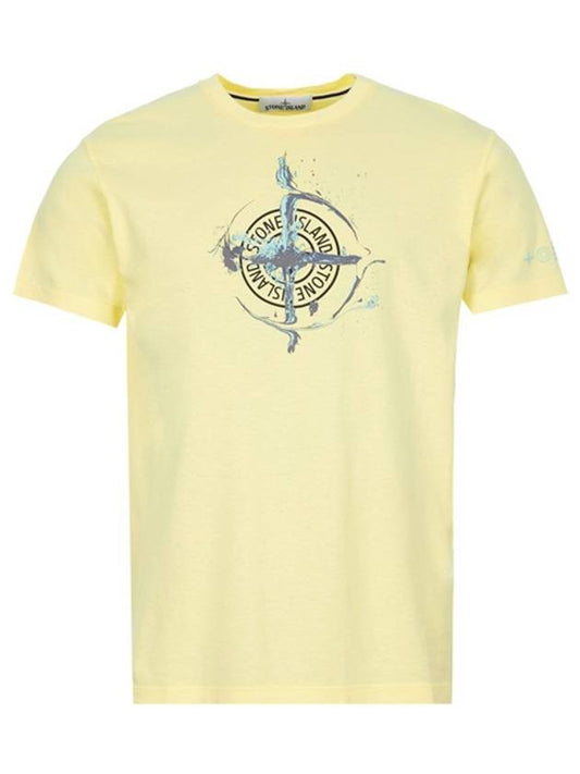 Marble One Logo Print Short Sleeve T-Shirt Lemon - STONE ISLAND - BALAAN 2