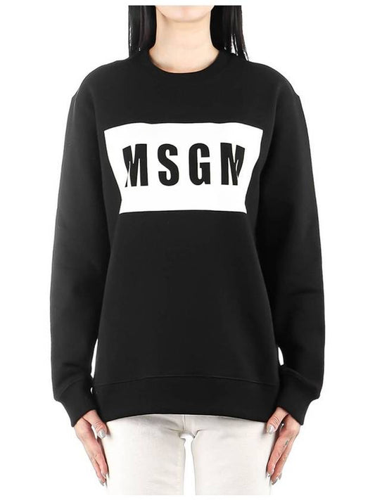 Box Logo Crew Neck Cotton Sweatshirt Black - MSGM - BALAAN 2