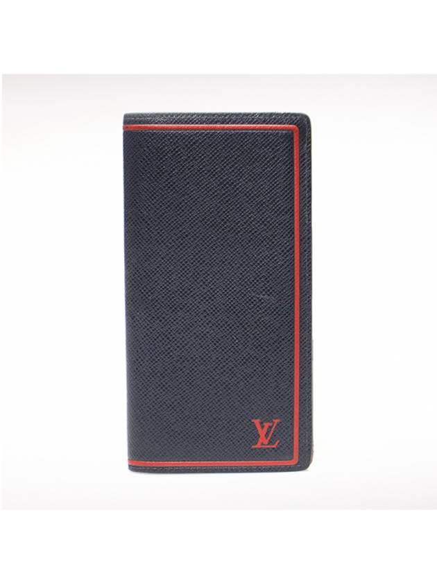 Women s Louis Vuitton M63434 Blue Marine Taiga Leather Brazza Wallet Long gt Gangbuk used luxury goods - LOUIS VUITTON - BALAAN 1