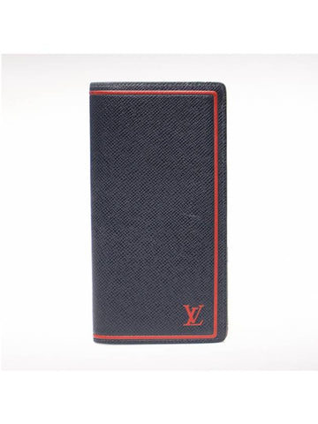 Women s Louis Vuitton M63434 Blue Marine Taiga Leather Brazza Wallet Long gt Gangbuk used luxury goods - LOUIS VUITTON - BALAAN 1