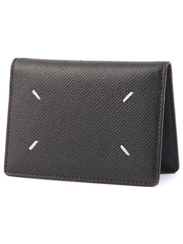 Stitched Bi-Fold Leather Card Wallet Black - MAISON MARGIELA - BALAAN 2