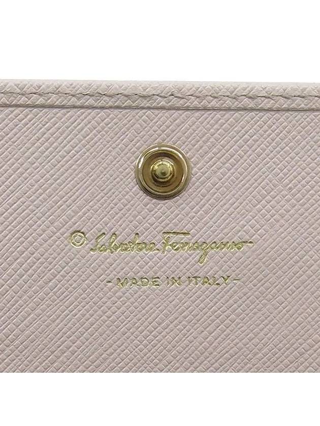 Ferragamo 22 B273 Pink Saffiano Leather Gold Plated Gancini Decorated Medium Wallet - SALVATORE FERRAGAMO - BALAAN 5