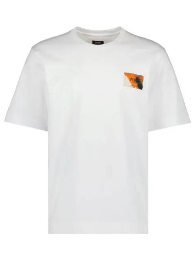 Logo Label Patch Short Sleeve T-Shirt White - FENDI - BALAAN 2