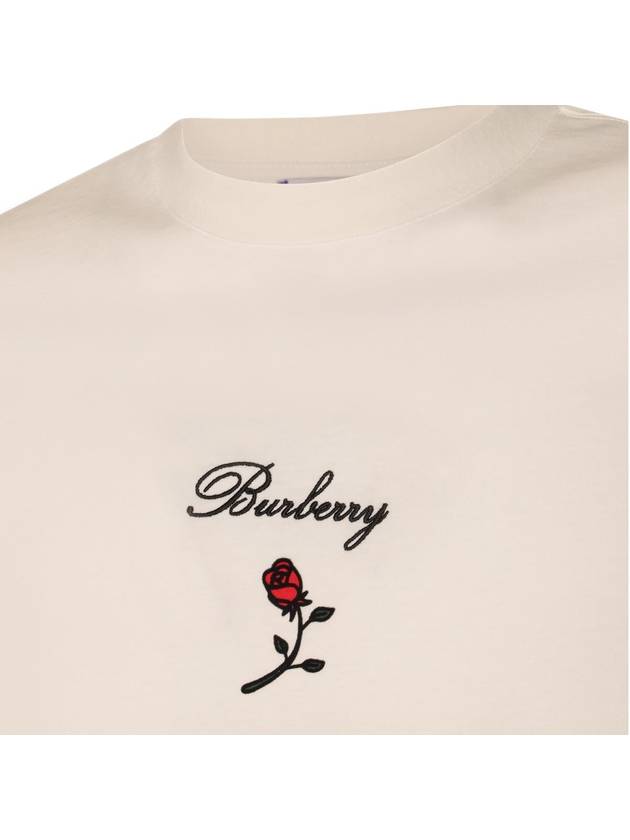 Rose Embroidered Logo Short Sleeve T-shirt White - BURBERRY - BALAAN 4