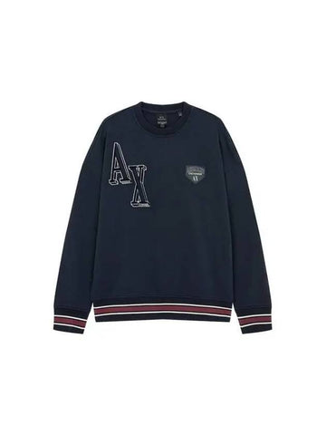 Men s Multi Logo Patch Sweatshirt Navy 271763 - ARMANI EXCHANGE - BALAAN 1