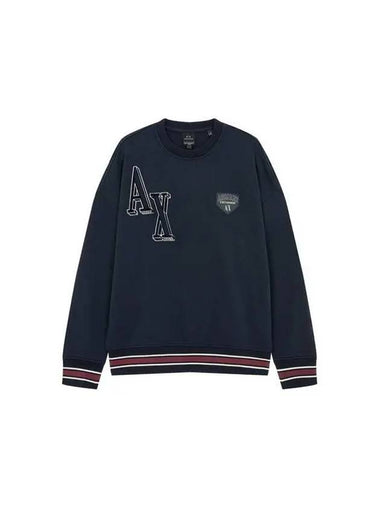 Men s Multi Logo Patch Sweatshirt Navy 271763 - ARMANI EXCHANGE - BALAAN 1