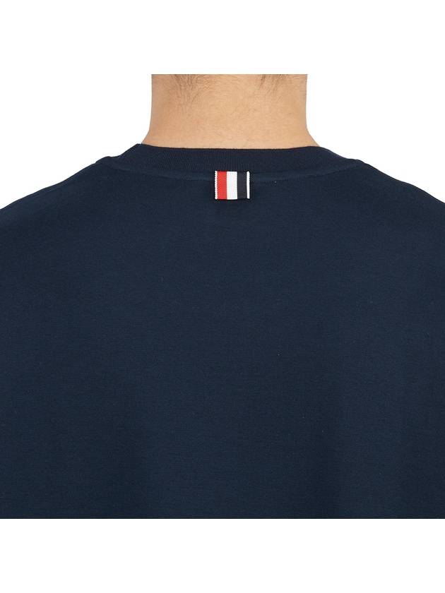 Cotton Oversized Pocket Short Sleeve T-Shirt Navy - THOM BROWNE - BALAAN 8