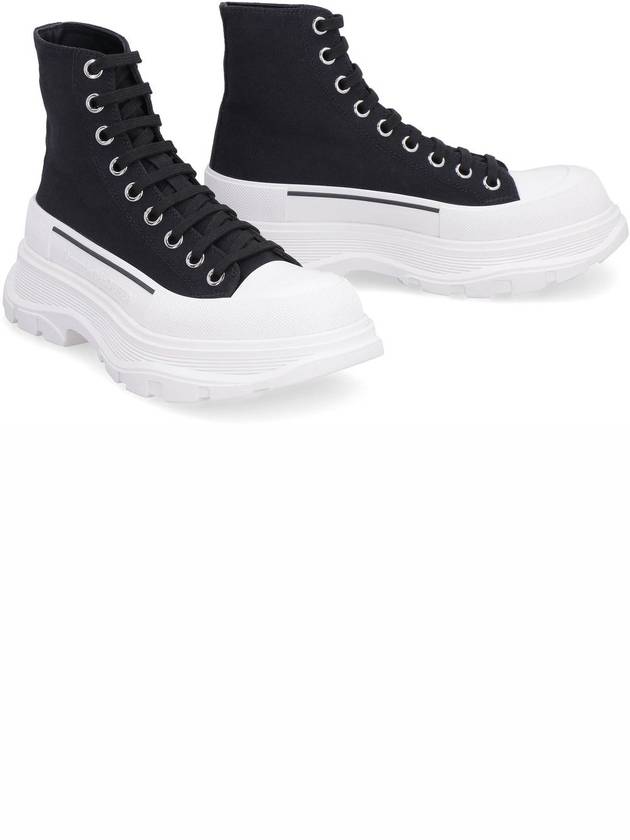 Men's Tread Lace-Up High Top Sneakers Black White - ALEXANDER MCQUEEN - BALAAN 4