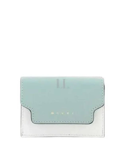 Saffiano Color Block Tri-Fold Half Wallet Blue - MARNI - BALAAN 2