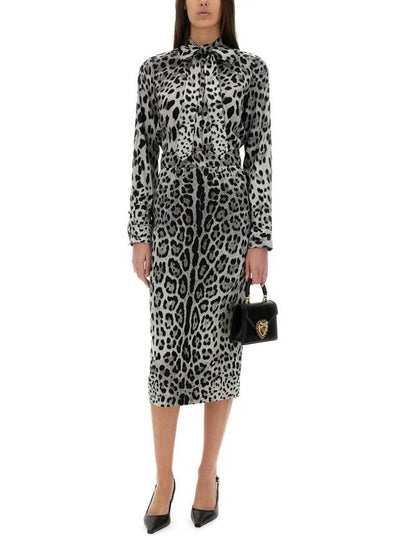 Dolce & Gabbana Leopard Print Charmeuse Longuette Skirt - DOLCE&GABBANA - BALAAN 2