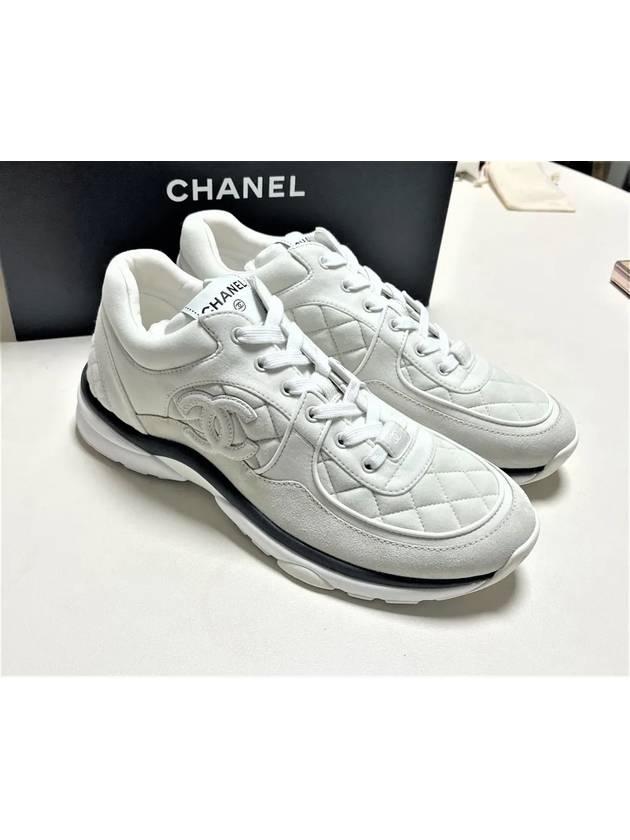 CC logo fabric suede low-top sneakers light Grey - CHANEL - BALAAN 4