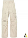 Loose Fit Cargo Cotton Canvas Straight Pants Beige - STONE ISLAND - BALAAN 2