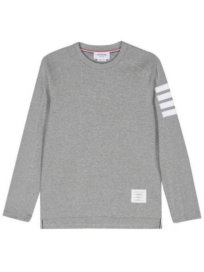 4-Bar Striped Cotton Long Sleeve T-Shirt Light Grey - THOM BROWNE - BALAAN 2