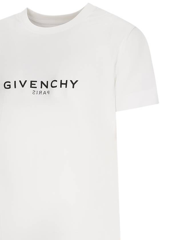 Men's Reverse Logo Round Slim Short Sleeve T-Shirt White - GIVENCHY - BALAAN 4