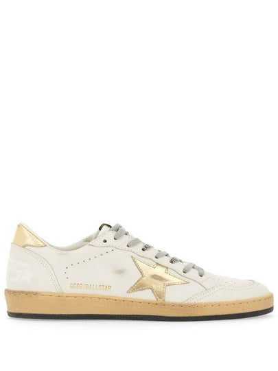 Women's Ballstar Leather Upper Laminate Star Heel Tab Low Top Sneakers Milk Gold - GOLDEN GOOSE - BALAAN 2