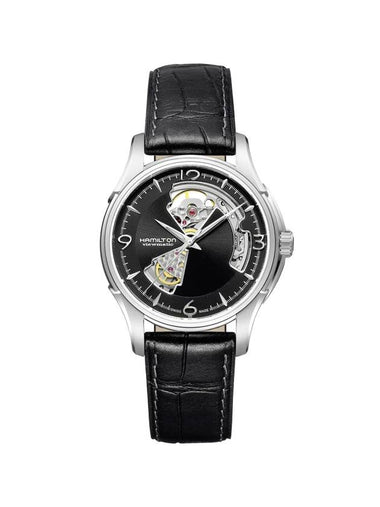 Jazzmaster Open Heart Leather Watch Black - HAMILTON - BALAAN 1