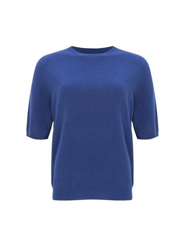 100% Wool Round Neck Sleeve Sweater BlueC3KPO74BL - CALLAITE - BALAAN 1