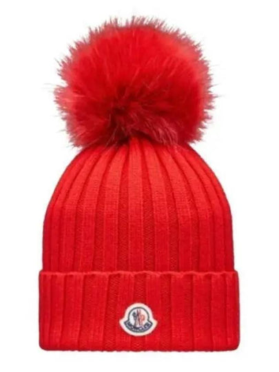 Pom Pom Wool Beanie Red - MONCLER - BALAAN 2