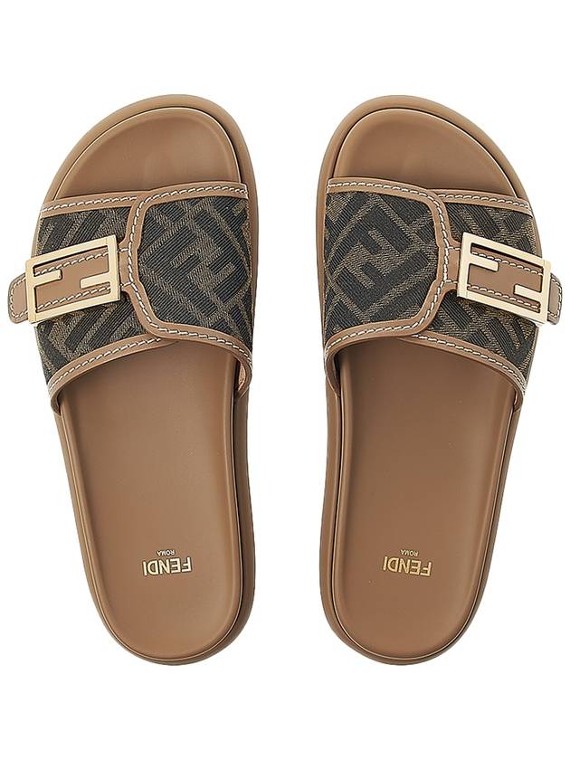 FF Baguette Slide Slippers Brown - FENDI - BALAAN 7