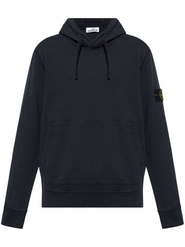 Organic Cotton Fleece Hood Navy - STONE ISLAND - BALAAN 1