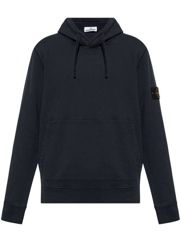 Organic Cotton Fleece Hood Navy - STONE ISLAND - BALAAN 1