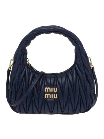 Wander Materasse Nappa Leather Mini Hobo Tote Bag Baltic Blue - MIU MIU - BALAAN 1