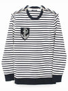 18SS Striped Zipper Anchor Patch Biker Sweatshirt White Navy S8H6252 J141B 159 - BALMAIN - BALAAN 1