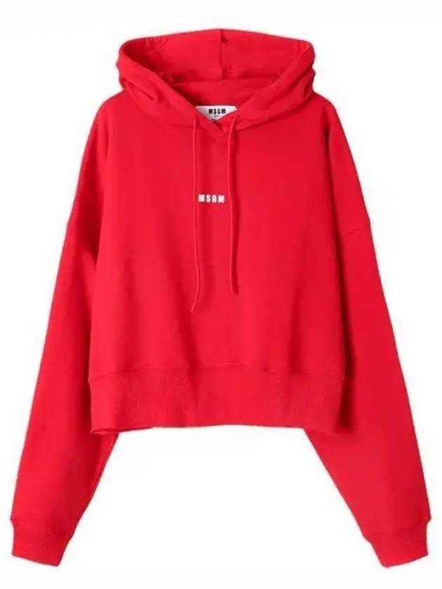 Micro Logo Crop Hoodie Red - MSGM - BALAAN 1