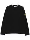 Logo Patch Crew Neck Knit Top Black - STONE ISLAND - BALAAN 3