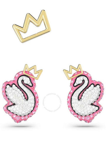 Swarovski Pink Gold-Tone Plated Swan Stud Earring Set (3) - SWAROVSKI - BALAAN 1