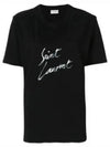 Painting Print Logo Short Sleeve T-Shirt Black - SAINT LAURENT - BALAAN 2