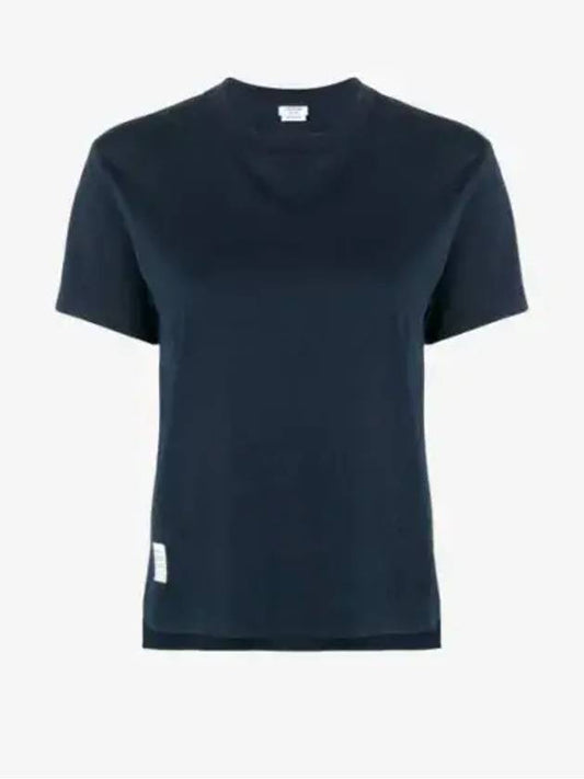 Logo Patch Lightweight Jersey Relaxed Fit Short Sleeve T-Shirt Navy - THOM BROWNE - BALAAN 2