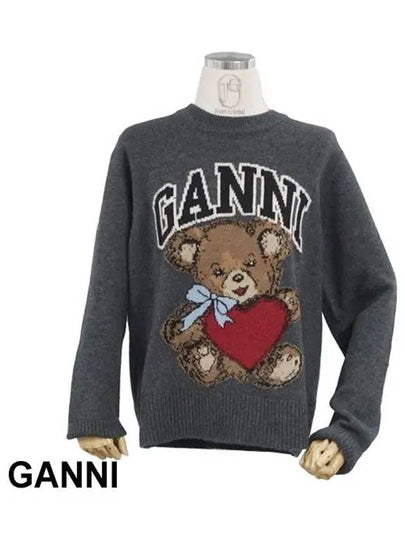 graphic bear knit top gray - GANNI - BALAAN 2