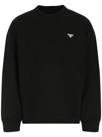Technical Cotton Sweatshirt Black - PRADA - BALAAN 1