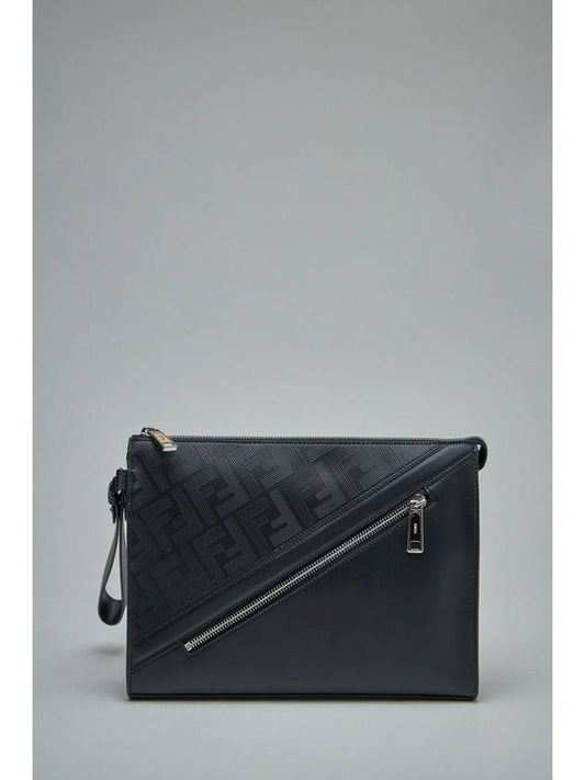 Shadow Stripe FF Motif Strap Flat Clutch Bag Black - FENDI - BALAAN 2