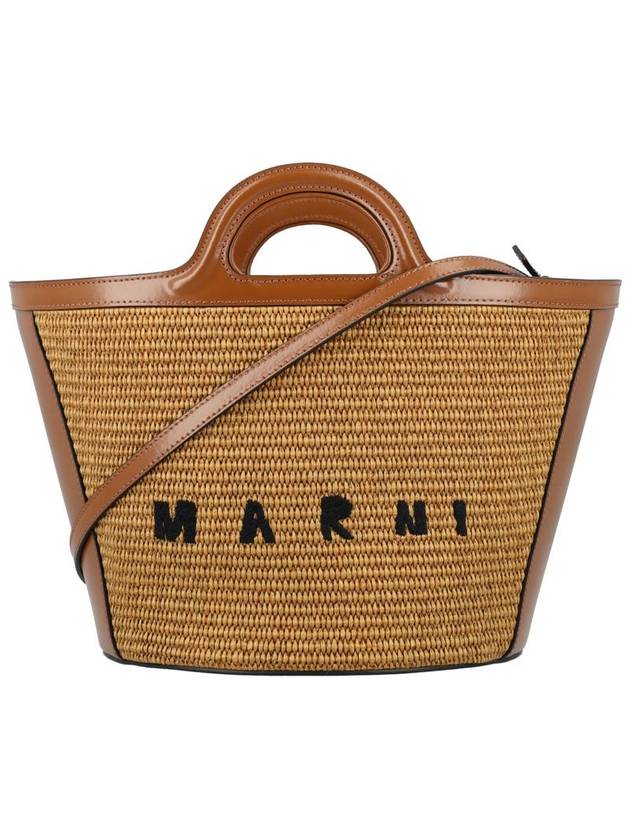 Leather Raffia Tropicalia Tote Bag Rosiena - MARNI - BALAAN 2