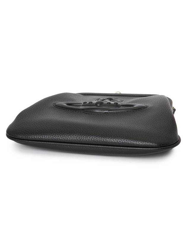 Leather Embossing Logo Clutch Bag Black - VIVIENNE WESTWOOD - BALAAN 5