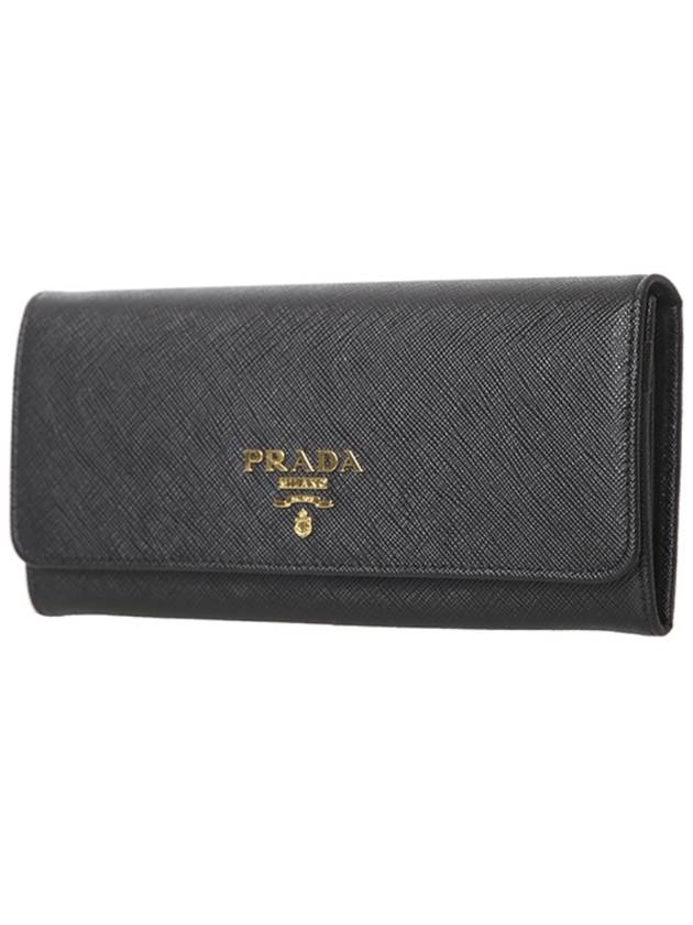 Metal Logo Saffiano Long Wallet Black - PRADA - BALAAN 3