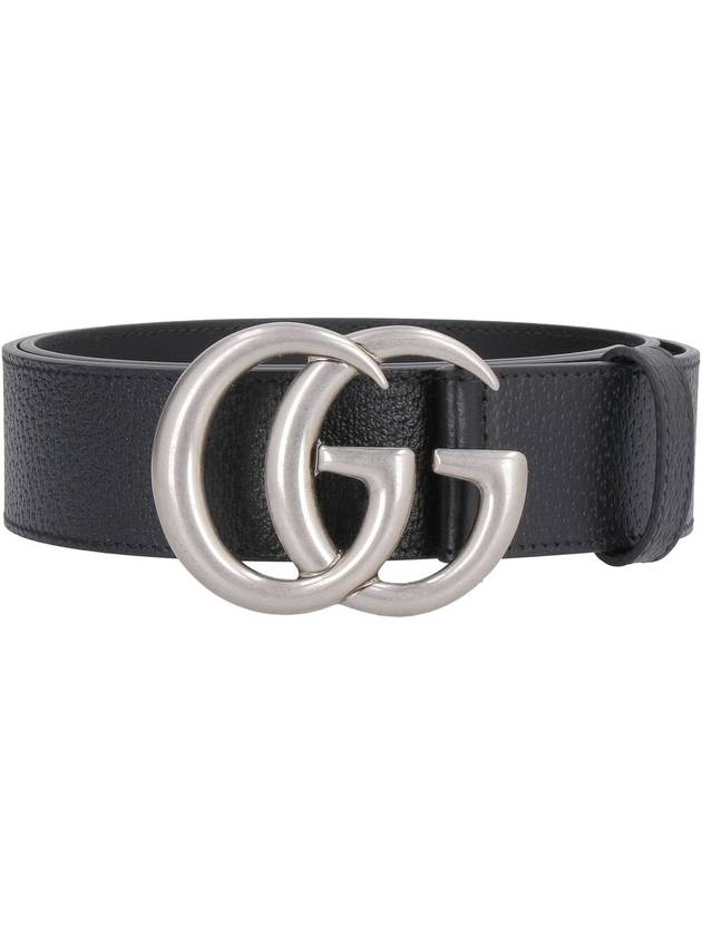 GG Marmont Double Buckle Belt Black Silver - GUCCI - BALAAN 3