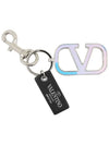 V Logo Signature Key Holder Silver - VALENTINO - BALAAN 3