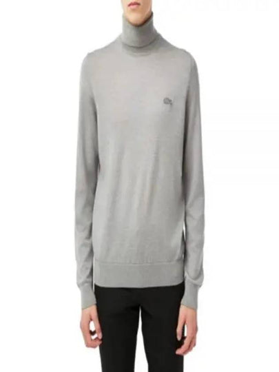 Logo Patch Merino Wool Turtleneck Grey - LACOSTE - BALAAN 2